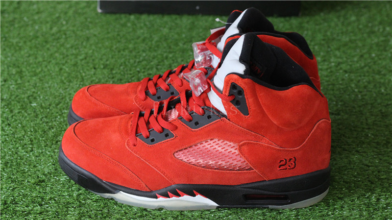 Authentic Air Jordan 5 Retro Raging Bull Red Suede